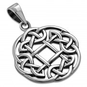 Round Celtic Knot Sterling Silver Pendant, pn587